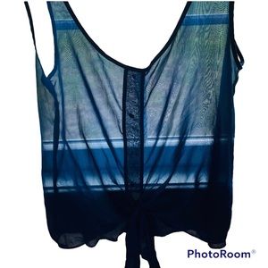 Super cute navy sheer h.i.p. top, size medium